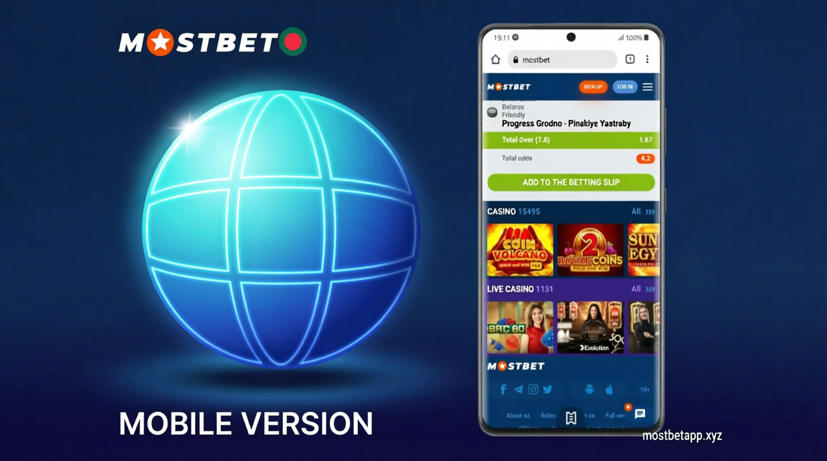 Mostbet mobile browser version interface for Bangladeshi players